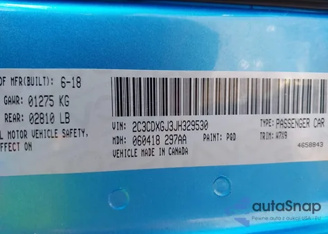 2018 Dodge Charger R/T Scat Pack Rwd z USA, uszkodzony, nr VIN 2C3CDXGJ3JH329530